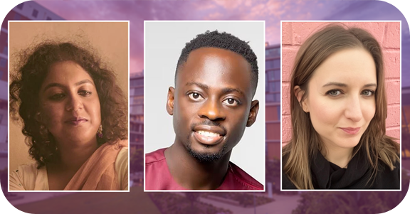Portraits of the three faculty who won NEH grants