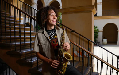 Portrait of Kahlil Childs, a 15-year-old musician